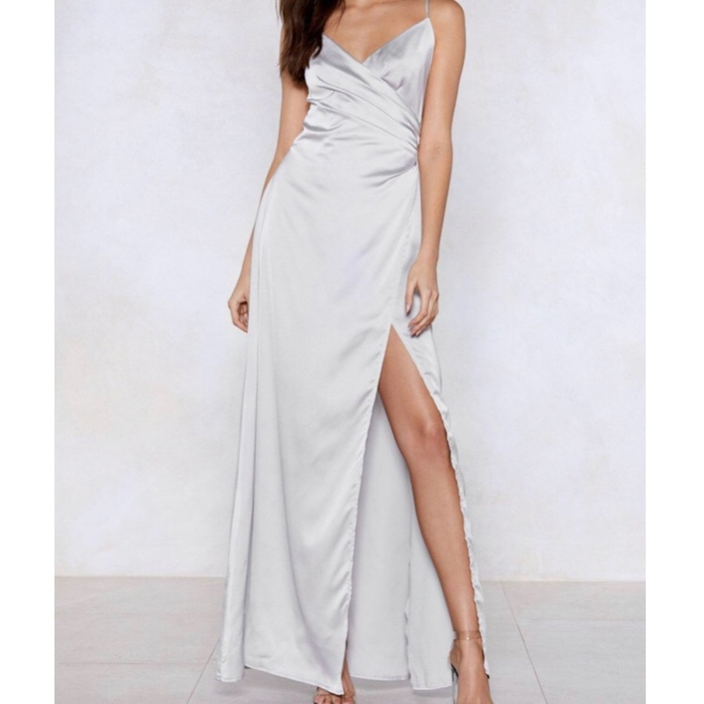 Silver Maxi Slip Dress